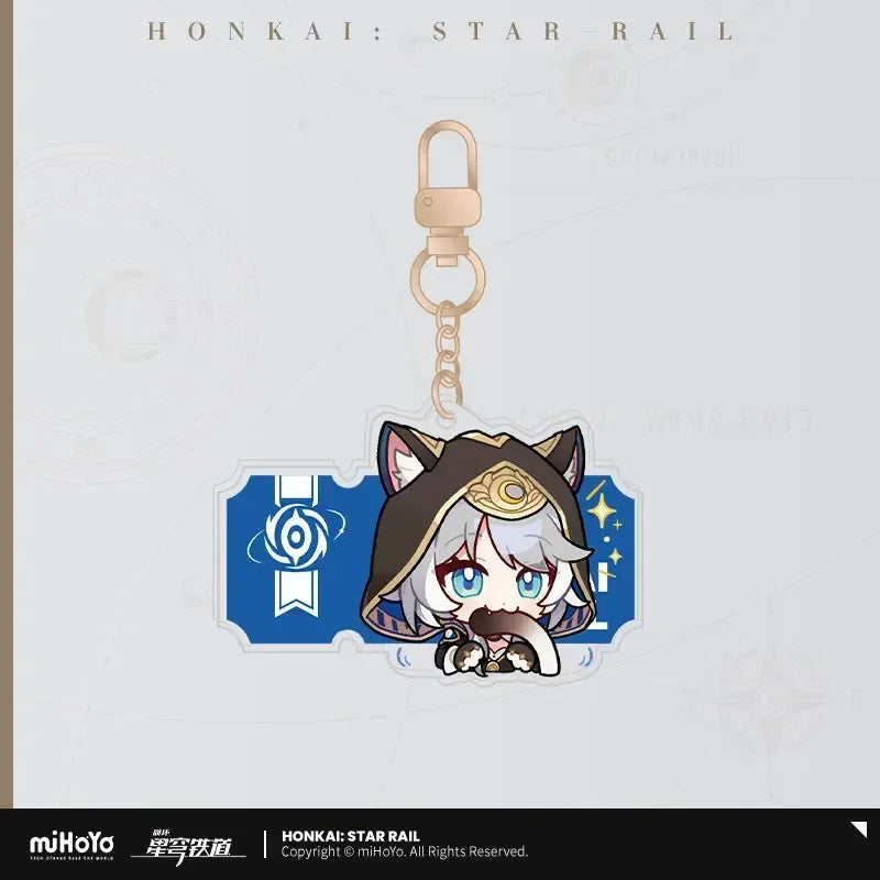 Honkai: Star Rail Pom-Pom Exhibition Series Acrylic Keychain Cipher ACG Go Anime www.acg-go.com Acheron, Aglaea, Anaxa, Argenti, Aventurine, Black Swan, Blade, Boothill, Caelus, Castorice, Cerydra, Cipher, Dan Heng, Dan Heng • Imbibitor Lunae, Dr. Ratio, Firefly, Fu Xuan, Fugue, Huohuo, Hyacine, Hysilens, Jade, Jing Yuan, Jingliu, Kafka, Luocha, March 7th, Mydei, Pendant & Keychain, Phainon, Robin, Ruan Mei, Sam, Seele, Silver Wolf, Sparkle, Stelle, Sunday, The Herta, Topaz, Trailblazer, Tribbie