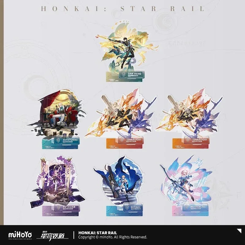 Honkai: Star Rail The Preservation Character Warp Artwork Acrylic Stand March 7th ACG Go Anime www.acg-go.com Aventurine, Caelus, Dan Heng • Permansor Terrae, Fu Xuan, Gepard, March 7th, Stand, Stelle, Trailblazer