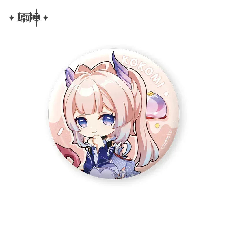 Genshin Impact Sweet Summer Series Badge Sangonomiya Kokomi ACG Go Anime www.acg-go.com Badge, Barbara, Kamisato Ayato, Raiden Shogun, Sangonomiya Kokomi, Tartaglia, Xingqiu