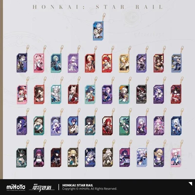 Honkai: Star Rail Invitation From The Stellar Series Glitter Quicksand Acrylic Keychain Fu Xuan ACG Go Anime www.acg-go.com Acheron, Aglaea, Argenti, Art Decor, Aventurine, Bailu, Black Swan, Blade, Boothill, Dan Heng • Imbibitor Lunae, Dr. Ratio, Feixiao, Firefly, Fu Xuan, Fugue, Huohuo, Jade, Jiaoqiu, Jing Yuan, Jingliu, Kafka, Lingsha, Luocha, March 7th, Mydei, Rappa, Robin, Ruan Mei, Seele, Serval, Silver Wolf, Sparkle, Stand, Sunday, The Herta, Topaz, Tribbie, Yunli