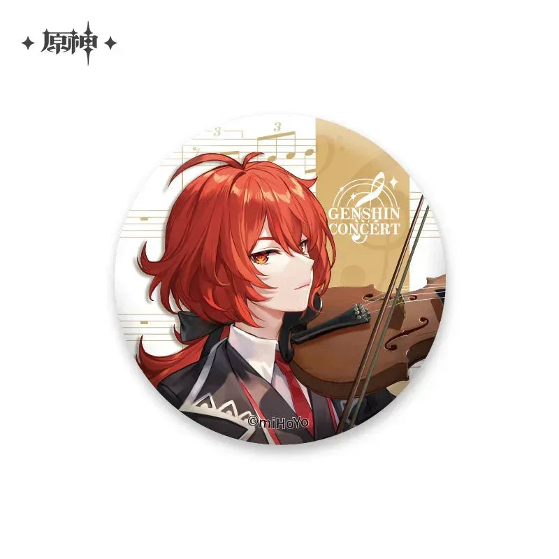 Genshin Impact Melodies of an Endless Journey Character Series Badge Diluc ACG Go Anime www.acg-go.com Badge, Barbara, Beidou, Diluc, Kaeya, Klee, Ningguang, Qiqi, Venti, Xiangling