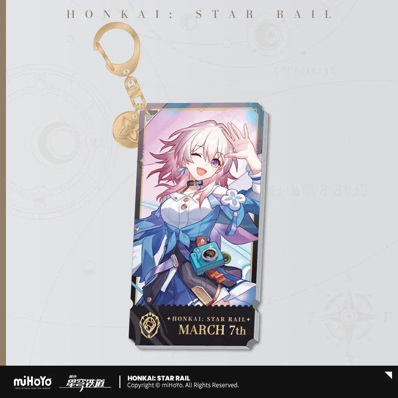 Honkai: Star Rail The Preservation Character Warp Artwork Acrylic Keychain March 7th ACG Go Anime www.acg-go.com Aventurine, Caelus, Dan Heng • Permansor Terrae, Fu Xuan, Gepard, March 7th, Pendant & Keychain, Stelle, Trailblazer