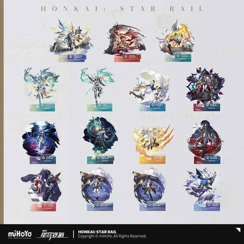 Honkai: Star Rail The Destruction Character Warp Artwork Acrylic Stand Trailblazer Caelus (Male) ACG Go Anime www.acg-go.com Arlan, Blade, Caelus, Clara, Dan Heng • Imbibitor Lunae, Hook, Jingliu, Misha, Mydei, Phainon, Stand, Stelle, Trailblazer, Xueyi, Yunli