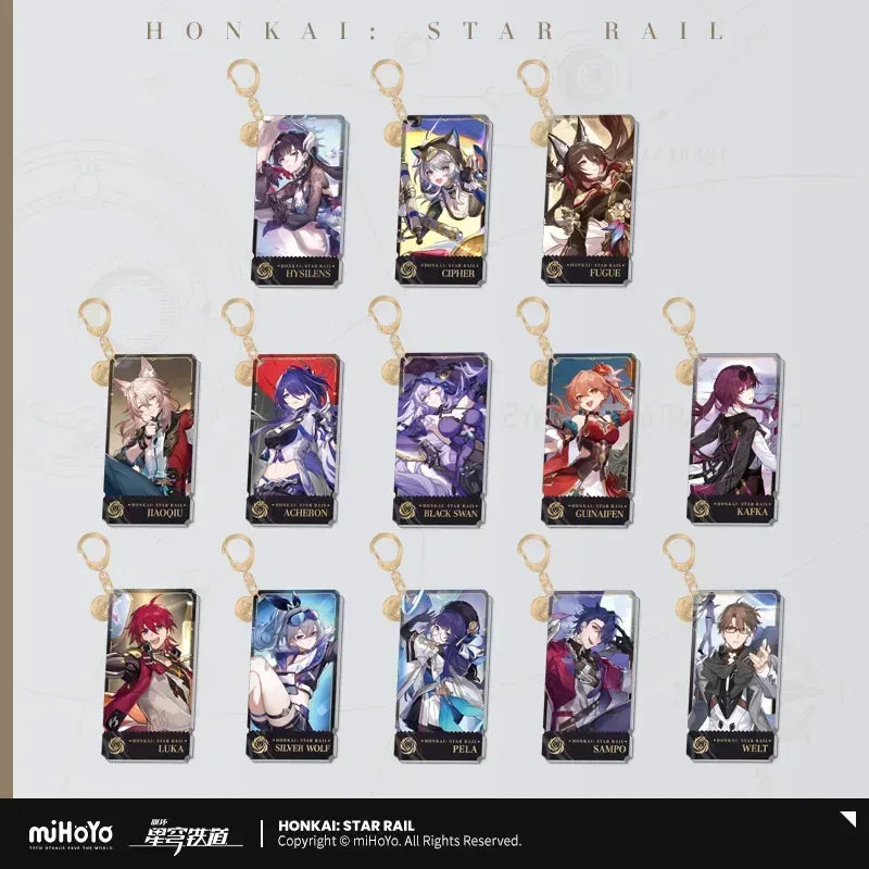 Honkai: Star Rail The Nihility Character Warp Artwork Acrylic Keychain Welt ACG Go Anime www.acg-go.com Acheron, Black Swan, Cipher, Guinaifen, Hysilens, Jiaoqiu, Kafka, Luka, Pela, Pendant & Keychain, Sampo, Silver Wolf, Welt