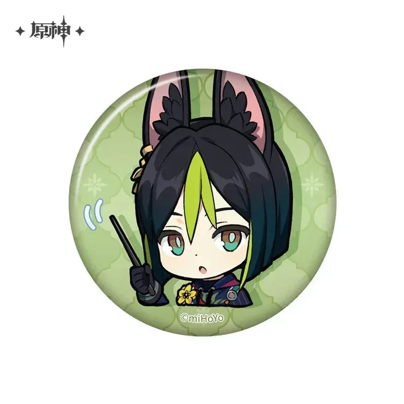 Genshin Impact Chibi Emojis Series Badge Sumeru Tighnari ACG Go Anime www.acg-go.com Alhaitham, Badge, Candace, Character Artwork, Collei, Cyno, Dehya, Dori, Faruzan, Kaveh, Layla, Nahida, Nilou, Sethos, Tighnari, Wanderer