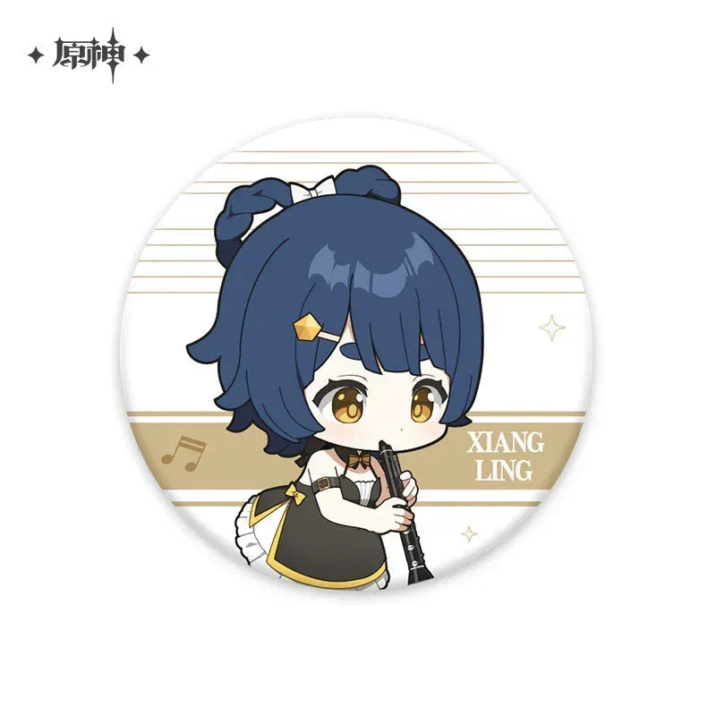 Genshin Impact Melodies of an Endless Journey Chibi Character Series Badge Xiangling ACG Go Anime www.acg-go.com Badge, Barbara, Beidou, Diluc, Kaeya, Klee, Ningguang, Qiqi, Venti, Xiangling