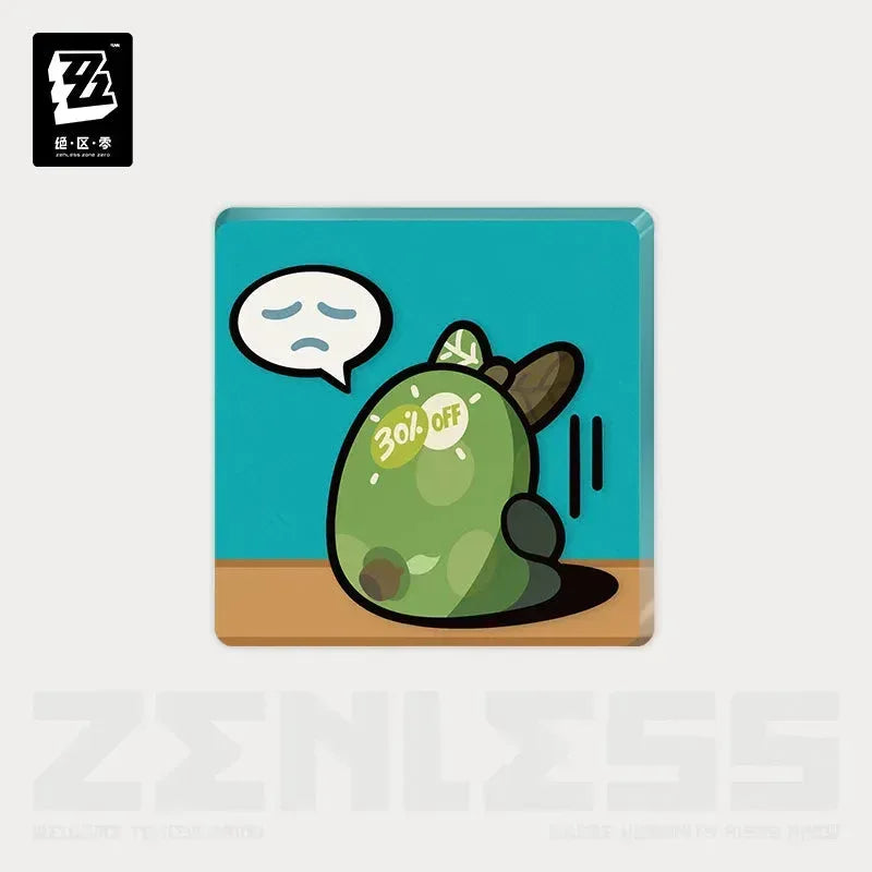 Zenless Zone Zero En-Nah Stroll Series Bangboo Acrylic Refrigerator Magnet Sad! ACG Go Anime www.acg-go.com Agent Gulliver, Amillion, Avocaboo, Bagboo, Bangboo, Butler, Eous, LuckyBoo, Officer Cui, Red Moccus, Refrigerator Magnet, Safety, Sharkboo
