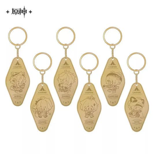 Genshin Impact Go Camping Series Metal Pendant Gorou ACG Go Anime www.acg-go.com Gorou, Kaedehara Kazuha, Paimon, Pendant & Keychain, Sayu, Theme Artwork, Xiangling, Zhongli