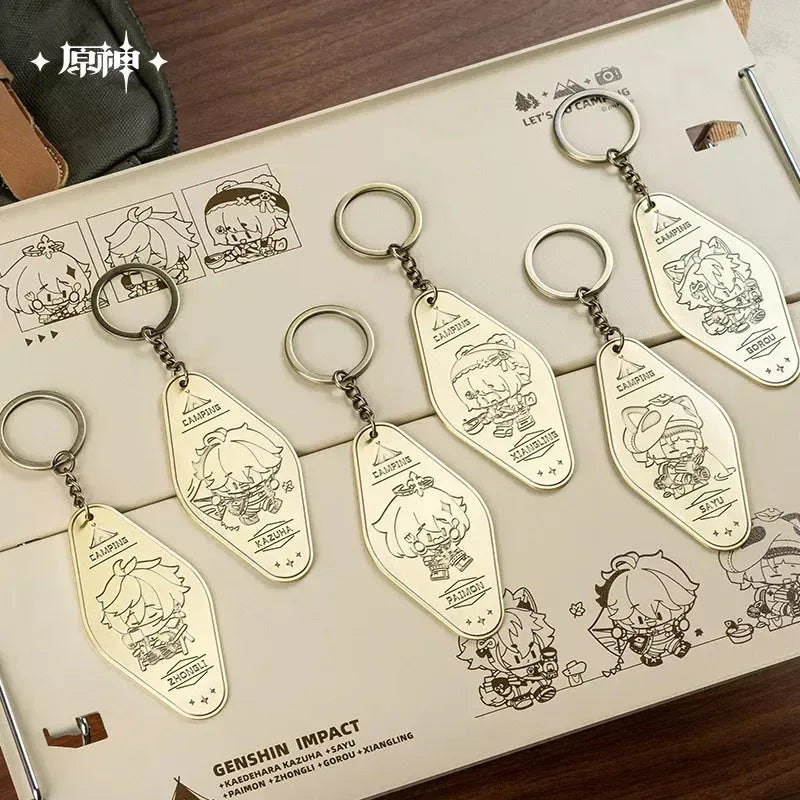 Genshin Impact Go Camping Series Metal Pendant Gorou ACG Go Anime www.acg-go.com Gorou, Kaedehara Kazuha, Paimon, Pendant & Keychain, Sayu, Theme Artwork, Xiangling, Zhongli