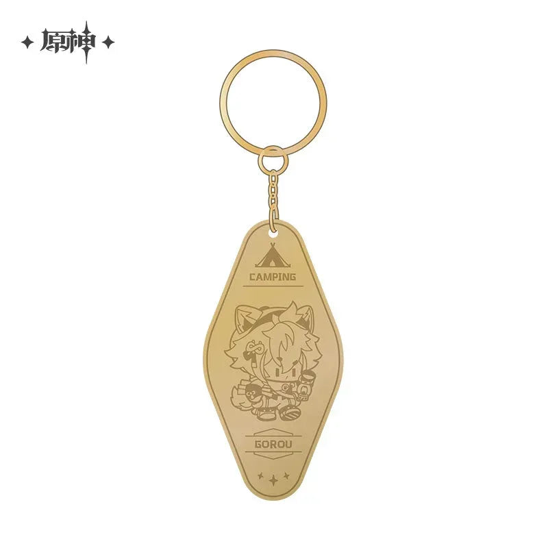 Genshin Impact Go Camping Series Metal Pendant Gorou ACG Go Anime www.acg-go.com Gorou, Kaedehara Kazuha, Paimon, Pendant & Keychain, Sayu, Theme Artwork, Xiangling, Zhongli