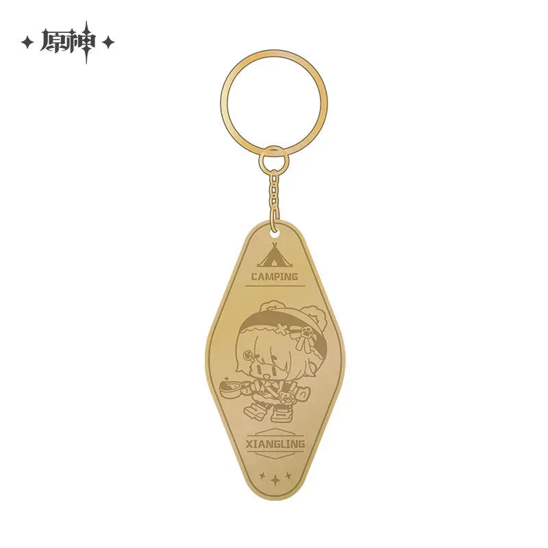 Genshin Impact Go Camping Series Metal Pendant Xiangling ACG Go Anime www.acg-go.com Gorou, Kaedehara Kazuha, Paimon, Pendant & Keychain, Sayu, Theme Artwork, Xiangling, Zhongli