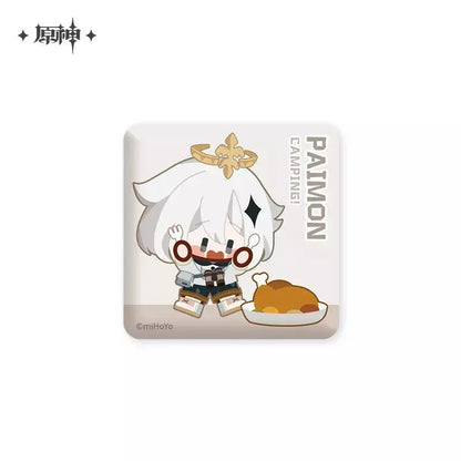 Genshin Impact Go Camping Series Square Badge Paimon ACG Go Anime www.acg-go.com Badge, Gorou, Kaedehara Kazuha, Paimon, Sayu, Theme Artwork, Xiangling, Zhongli