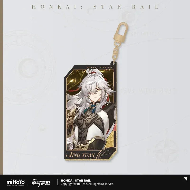 Honkai: Star Rail Invitation From The Stellar Series Glitter Quicksand Acrylic Keychain Jing Yuan ACG Go Anime www.acg-go.com Acheron, Aglaea, Argenti, Art Decor, Aventurine, Bailu, Black Swan, Blade, Boothill, Dan Heng • Imbibitor Lunae, Dr. Ratio, Feixiao, Firefly, Fu Xuan, Fugue, Huohuo, Jade, Jiaoqiu, Jing Yuan, Jingliu, Kafka, Lingsha, Luocha, March 7th, Mydei, Rappa, Robin, Ruan Mei, Seele, Serval, Silver Wolf, Sparkle, Stand, Sunday, The Herta, Topaz, Tribbie, Yunli