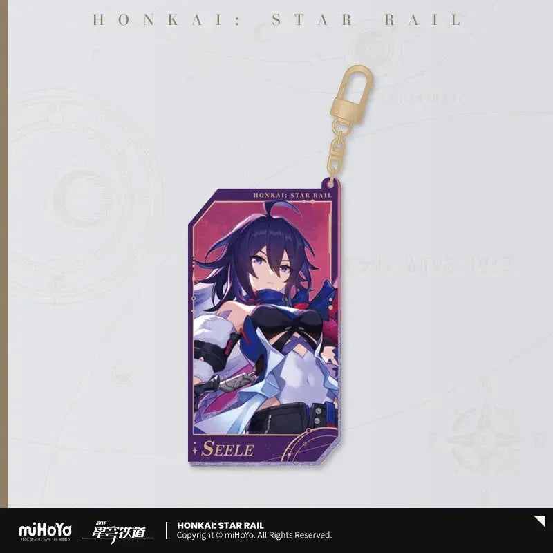 Honkai: Star Rail Invitation From The Stellar Series Glitter Quicksand Acrylic Keychain Seele ACG Go Anime www.acg-go.com Acheron, Aglaea, Argenti, Art Decor, Aventurine, Bailu, Black Swan, Blade, Boothill, Dan Heng • Imbibitor Lunae, Dr. Ratio, Feixiao, Firefly, Fu Xuan, Fugue, Huohuo, Jade, Jiaoqiu, Jing Yuan, Jingliu, Kafka, Lingsha, Luocha, March 7th, Mydei, Rappa, Robin, Ruan Mei, Seele, Serval, Silver Wolf, Sparkle, Stand, Sunday, The Herta, Topaz, Tribbie, Yunli