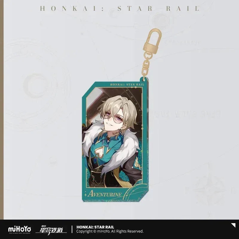 Honkai: Star Rail Invitation From The Stellar Series Glitter Quicksand Acrylic Keychain Aventurine ACG Go Anime www.acg-go.com Acheron, Aglaea, Argenti, Art Decor, Aventurine, Bailu, Black Swan, Blade, Boothill, Dan Heng • Imbibitor Lunae, Dr. Ratio, Feixiao, Firefly, Fu Xuan, Fugue, Huohuo, Jade, Jiaoqiu, Jing Yuan, Jingliu, Kafka, Lingsha, Luocha, March 7th, Mydei, Rappa, Robin, Ruan Mei, Seele, Serval, Silver Wolf, Sparkle, Stand, Sunday, The Herta, Topaz, Tribbie, Yunli