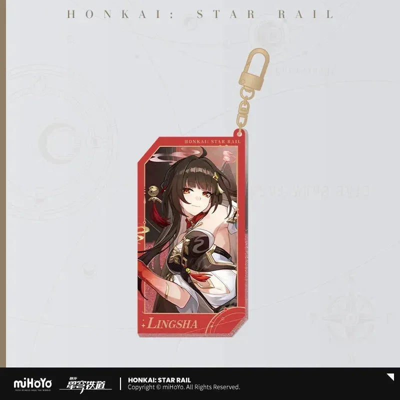 Honkai: Star Rail Invitation From The Stellar Series Glitter Quicksand Acrylic Keychain Lingsha ACG Go Anime www.acg-go.com Acheron, Aglaea, Argenti, Art Decor, Aventurine, Bailu, Black Swan, Blade, Boothill, Dan Heng • Imbibitor Lunae, Dr. Ratio, Feixiao, Firefly, Fu Xuan, Fugue, Huohuo, Jade, Jiaoqiu, Jing Yuan, Jingliu, Kafka, Lingsha, Luocha, March 7th, Mydei, Rappa, Robin, Ruan Mei, Seele, Serval, Silver Wolf, Sparkle, Stand, Sunday, The Herta, Topaz, Tribbie, Yunli
