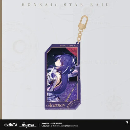 Honkai: Star Rail Invitation From The Stellar Series Glitter Quicksand Acrylic Keychain Acheron ACG Go Anime www.acg-go.com Acheron, Aglaea, Argenti, Art Decor, Aventurine, Bailu, Black Swan, Blade, Boothill, Dan Heng • Imbibitor Lunae, Dr. Ratio, Feixiao, Firefly, Fu Xuan, Fugue, Huohuo, Jade, Jiaoqiu, Jing Yuan, Jingliu, Kafka, Lingsha, Luocha, March 7th, Mydei, Rappa, Robin, Ruan Mei, Seele, Serval, Silver Wolf, Sparkle, Stand, Sunday, The Herta, Topaz, Tribbie, Yunli