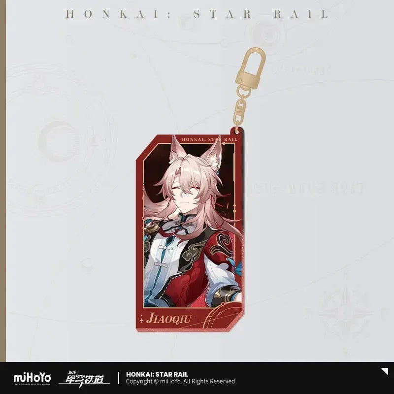Honkai: Star Rail Invitation From The Stellar Series Glitter Quicksand Acrylic Keychain Jiaoqiu ACG Go Anime www.acg-go.com Acheron, Aglaea, Argenti, Art Decor, Aventurine, Bailu, Black Swan, Blade, Boothill, Dan Heng • Imbibitor Lunae, Dr. Ratio, Feixiao, Firefly, Fu Xuan, Fugue, Huohuo, Jade, Jiaoqiu, Jing Yuan, Jingliu, Kafka, Lingsha, Luocha, March 7th, Mydei, Rappa, Robin, Ruan Mei, Seele, Serval, Silver Wolf, Sparkle, Stand, Sunday, The Herta, Topaz, Tribbie, Yunli