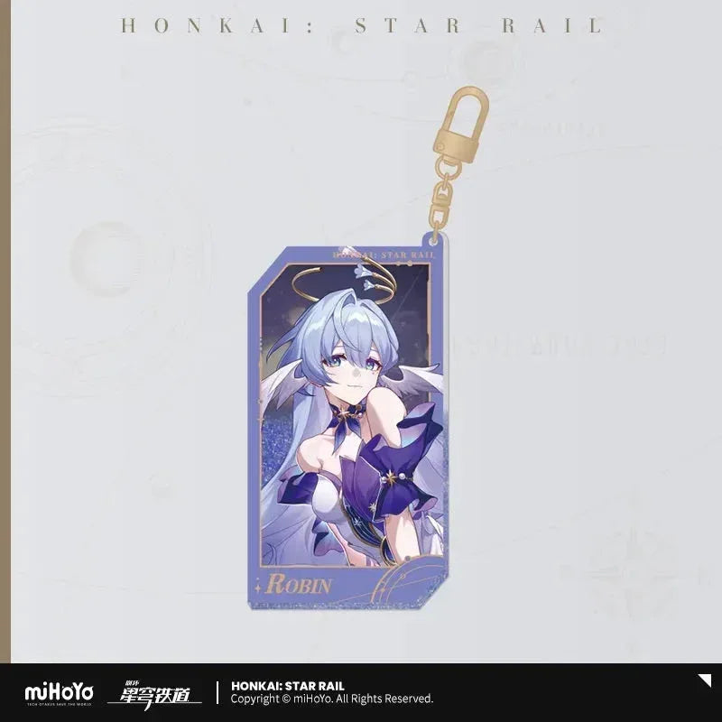Honkai: Star Rail Invitation From The Stellar Series Glitter Quicksand Acrylic Keychain Robin ACG Go Anime www.acg-go.com Acheron, Aglaea, Argenti, Art Decor, Aventurine, Bailu, Black Swan, Blade, Boothill, Dan Heng • Imbibitor Lunae, Dr. Ratio, Feixiao, Firefly, Fu Xuan, Fugue, Huohuo, Jade, Jiaoqiu, Jing Yuan, Jingliu, Kafka, Lingsha, Luocha, March 7th, Mydei, Rappa, Robin, Ruan Mei, Seele, Serval, Silver Wolf, Sparkle, Stand, Sunday, The Herta, Topaz, Tribbie, Yunli