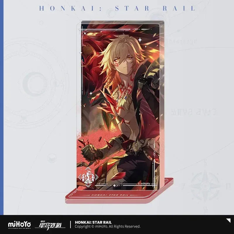 Honkai: Star Rail Light Cone Series Glitter Quicksand Acrylic Block Ornaments Flame of Blood, Blaze My Path ACG Go Anime www.acg-go.com Anaxa, Argenti, Art Decor, Aventurine, Black Swan, Blade, Castorice, Cipher, Dan Heng, Dan Heng • Imbibitor Lunae, Feixiao, Gepard, Himeko, Huohuo, Hyacine, Jing Yuan, Jingliu, Light Cone, Luka, Moze, Mydei, Ruan Mei, Seele, Sparkle, Stand, Tribbie