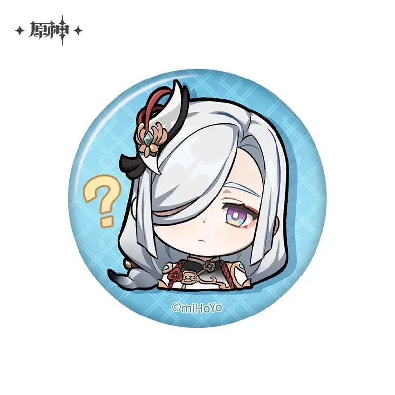 Genshin Impact Liyue Chibi Emojis Series Badge Shenhe ACG Go Anime www.acg-go.com Badge, Baizhu, Gaming, Jiaming, Lanyan, Liyue, Ningguang, Shenhe, Xiangling, Xianyun, Xiao, Xingqiu, Yaoyao, Yelan, Yunjin, Zhongli, Zibai