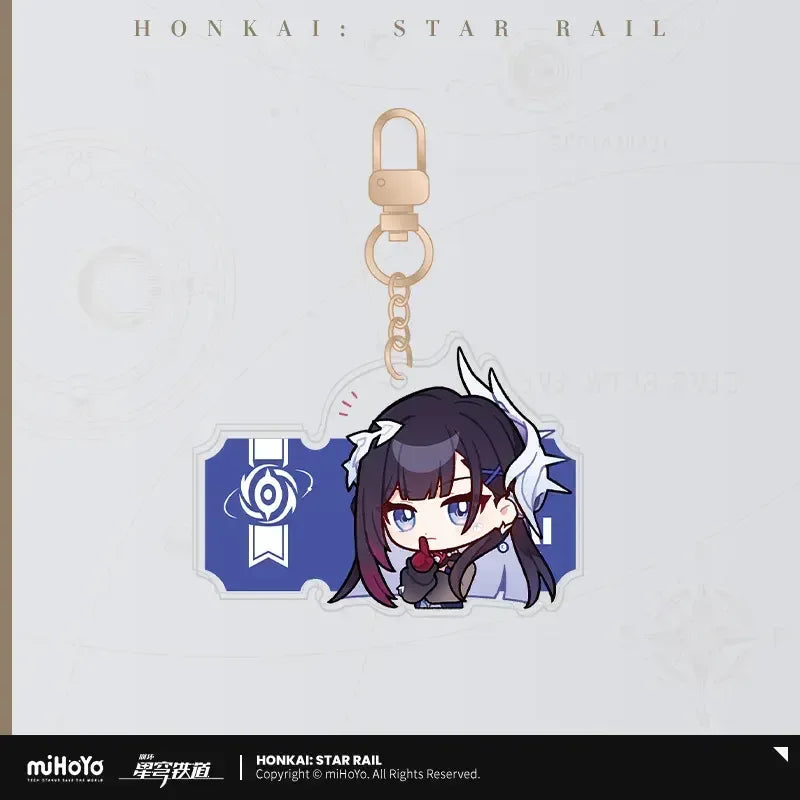 Honkai: Star Rail Pom-Pom Exhibition Series Acrylic Keychain Hysilens ACG Go Anime www.acg-go.com Acheron, Aglaea, Anaxa, Argenti, Aventurine, Black Swan, Blade, Boothill, Caelus, Castorice, Cerydra, Cipher, Dan Heng, Dan Heng • Imbibitor Lunae, Dr. Ratio, Firefly, Fu Xuan, Fugue, Huohuo, Hyacine, Hysilens, Jade, Jing Yuan, Jingliu, Kafka, Luocha, March 7th, Mydei, Pendant & Keychain, Phainon, Robin, Ruan Mei, Sam, Seele, Silver Wolf, Sparkle, Stelle, Sunday, The Herta, Topaz, Trailblazer, Tribbie