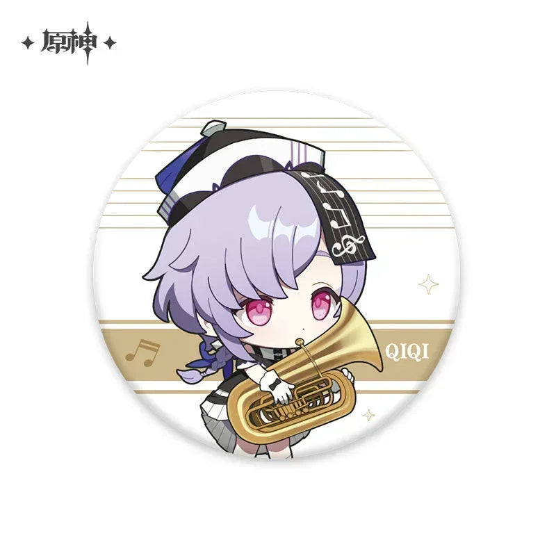 Genshin Impact Melodies of an Endless Journey Chibi Character Series Badge Qiqi ACG Go Anime www.acg-go.com Badge, Barbara, Beidou, Diluc, Kaeya, Klee, Ningguang, Qiqi, Venti, Xiangling