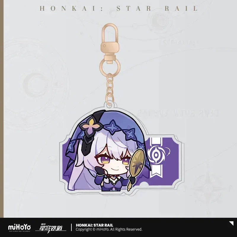 Honkai: Star Rail Pom-Pom Exhibition Series Acrylic Keychain Black Swan ACG Go Anime www.acg-go.com Acheron, Aglaea, Anaxa, Argenti, Aventurine, Black Swan, Blade, Boothill, Caelus, Castorice, Cerydra, Cipher, Dan Heng, Dan Heng • Imbibitor Lunae, Dr. Ratio, Firefly, Fu Xuan, Fugue, Huohuo, Hyacine, Hysilens, Jade, Jing Yuan, Jingliu, Kafka, Luocha, March 7th, Mydei, Pendant & Keychain, Phainon, Robin, Ruan Mei, Sam, Seele, Silver Wolf, Sparkle, Stelle, Sunday, The Herta, Topaz, Trailblazer, Tribbie