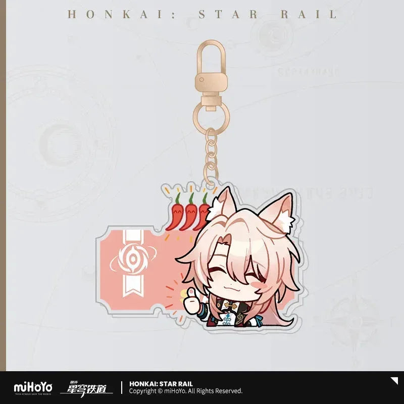 Honkai: Star Rail Pom-Pom Exhibition Series Acrylic Keychain Jiaoqiu ACG Go Anime www.acg-go.com Acheron, Aglaea, Anaxa, Argenti, Aventurine, Black Swan, Blade, Boothill, Caelus, Castorice, Cerydra, Cipher, Dan Heng, Dan Heng • Imbibitor Lunae, Dr. Ratio, Firefly, Fu Xuan, Fugue, Huohuo, Hyacine, Hysilens, Jade, Jing Yuan, Jingliu, Kafka, Luocha, March 7th, Mydei, Pendant & Keychain, Phainon, Robin, Ruan Mei, Sam, Seele, Silver Wolf, Sparkle, Stelle, Sunday, The Herta, Topaz, Trailblazer, Tribbie