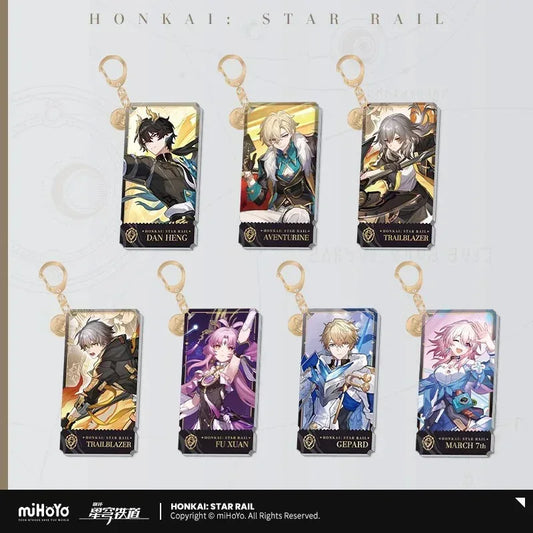 Honkai: Star Rail The Preservation Character Warp Artwork Acrylic Keychain March 7th ACG Go Anime www.acg-go.com Aventurine, Caelus, Dan Heng • Permansor Terrae, Fu Xuan, Gepard, March 7th, Pendant & Keychain, Stelle, Trailblazer