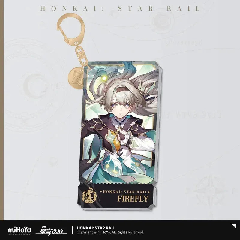 Honkai: Star Rail The Destruction Character Warp Artwork Acrylic Keychain Firefly ACG Go Anime www.acg-go.com Arlan, Blade, Caelus, Clara, Dan Heng • Imbibitor Lunae, Firefly, Hook, Jingliu, Misha, Mydei, Pendant & Keychain, Phainon, Sam, Stelle, Trailblazer, Xueyi, Yunli
