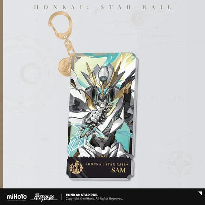 Honkai: Star Rail The Destruction Character Warp Artwork Acrylic Keychain Sam ACG Go Anime www.acg-go.com Arlan, Blade, Caelus, Clara, Dan Heng • Imbibitor Lunae, Firefly, Hook, Jingliu, Misha, Mydei, Pendant & Keychain, Phainon, Sam, Stelle, Trailblazer, Xueyi, Yunli