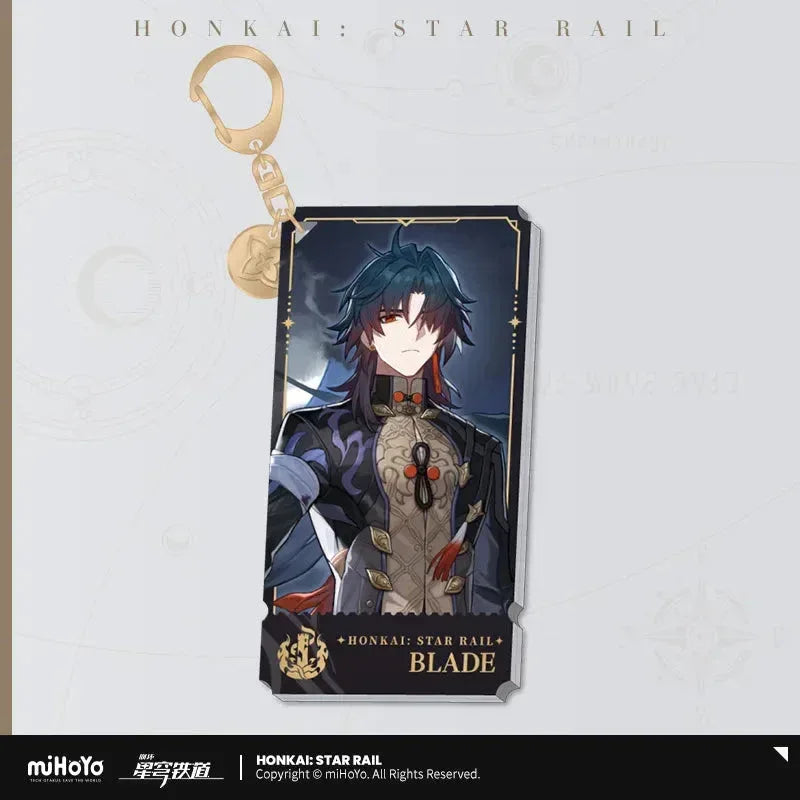 Honkai: Star Rail The Destruction Character Warp Artwork Acrylic Keychain Blade ACG Go Anime www.acg-go.com Arlan, Blade, Caelus, Clara, Dan Heng • Imbibitor Lunae, Firefly, Hook, Jingliu, Misha, Mydei, Pendant & Keychain, Phainon, Sam, Stelle, Trailblazer, Xueyi, Yunli