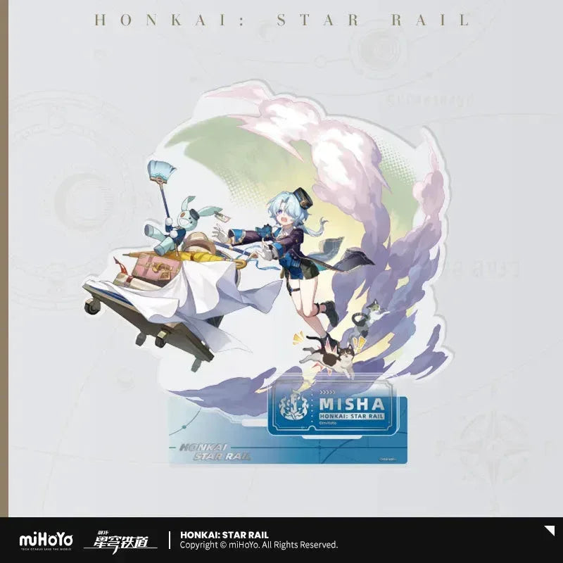 Honkai: Star Rail The Destruction Character Warp Artwork Acrylic Stand Misha ACG Go Anime www.acg-go.com Arlan, Blade, Caelus, Clara, Dan Heng • Imbibitor Lunae, Hook, Jingliu, Misha, Mydei, Phainon, Stand, Stelle, Trailblazer, Xueyi, Yunli