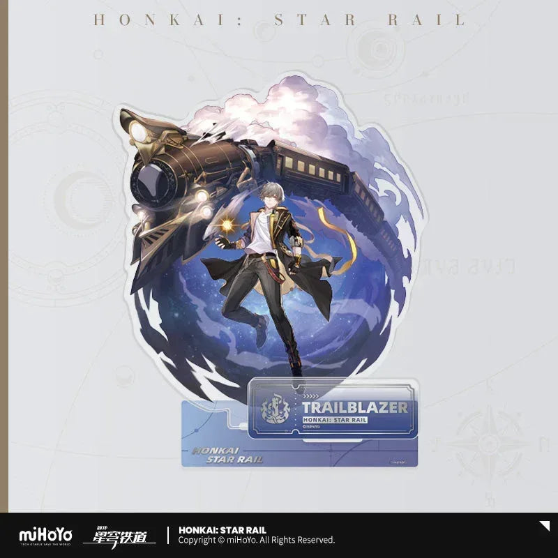 Honkai: Star Rail The Destruction Character Warp Artwork Acrylic Stand Trailblazer Caelus (Male) ACG Go Anime www.acg-go.com Arlan, Blade, Caelus, Clara, Dan Heng • Imbibitor Lunae, Hook, Jingliu, Misha, Mydei, Phainon, Stand, Stelle, Trailblazer, Xueyi, Yunli