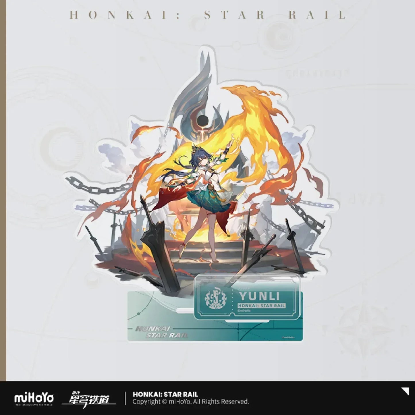 Honkai: Star Rail The Destruction Character Warp Artwork Acrylic Stand Yunli ACG Go Anime www.acg-go.com Arlan, Blade, Caelus, Clara, Dan Heng • Imbibitor Lunae, Hook, Jingliu, Misha, Mydei, Phainon, Stand, Stelle, Trailblazer, Xueyi, Yunli