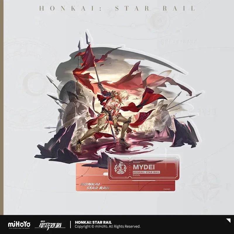 Honkai: Star Rail The Destruction Character Warp Artwork Acrylic Stand Mydei ACG Go Anime www.acg-go.com Arlan, Blade, Caelus, Clara, Dan Heng • Imbibitor Lunae, Hook, Jingliu, Misha, Mydei, Phainon, Stand, Stelle, Trailblazer, Xueyi, Yunli