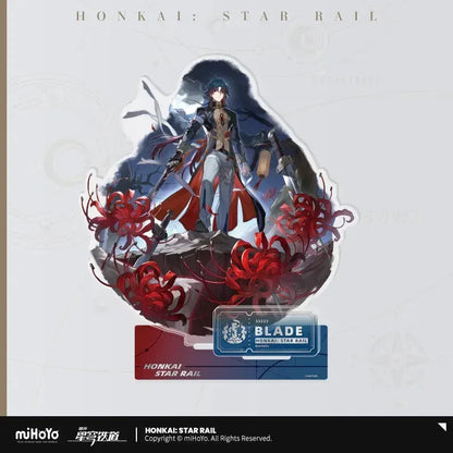 Honkai: Star Rail The Destruction Character Warp Artwork Acrylic Stand Blade ACG Go Anime www.acg-go.com Arlan, Blade, Caelus, Clara, Dan Heng • Imbibitor Lunae, Hook, Jingliu, Misha, Mydei, Phainon, Stand, Stelle, Trailblazer, Xueyi, Yunli