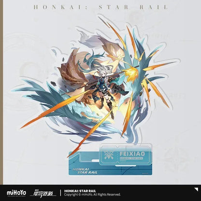 Honkai: Star Rail The Hunt Character Warp Artwork Acrylic Stand Dan Heng ACG Go Anime www.acg-go.com Boothill, Dan Heng, Dr. Ratio, Feixiao, Marius von Hagen, Moze, Seele, Stand, Sushang, Topaz and Numby, Yanqing