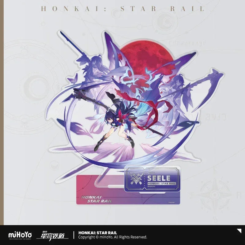 Honkai: Star Rail The Hunt Character Warp Artwork Acrylic Stand Seele ACG Go Anime www.acg-go.com Boothill, Dan Heng, Dr. Ratio, Feixiao, Marius von Hagen, Moze, Seele, Stand, Sushang, Topaz and Numby, Yanqing