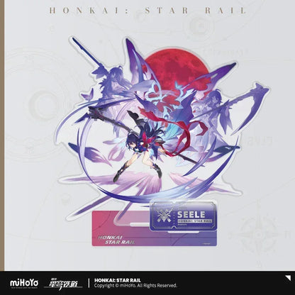 Honkai: Star Rail The Hunt Character Warp Artwork Acrylic Stand Seele ACG Go Anime www.acg-go.com Boothill, Dan Heng, Dr. Ratio, Feixiao, Marius von Hagen, Moze, Seele, Stand, Sushang, Topaz and Numby, Yanqing