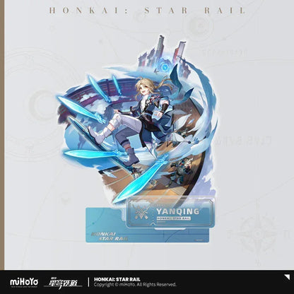 Honkai: Star Rail The Hunt Character Warp Artwork Acrylic Stand Yanqing ACG Go Anime www.acg-go.com Boothill, Dan Heng, Dr. Ratio, Feixiao, Marius von Hagen, Moze, Seele, Stand, Sushang, Topaz and Numby, Yanqing