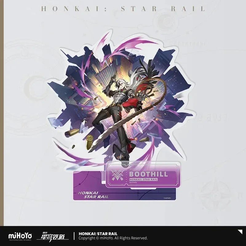 Honkai: Star Rail The Hunt Character Warp Artwork Acrylic Stand Dan Heng ACG Go Anime www.acg-go.com Boothill, Dan Heng, Dr. Ratio, Feixiao, Marius von Hagen, Moze, Seele, Stand, Sushang, Topaz and Numby, Yanqing