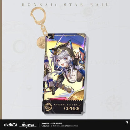 Honkai: Star Rail The Nihility Character Warp Artwork Acrylic Keychain Cipher ACG Go Anime www.acg-go.com Acheron, Black Swan, Cipher, Guinaifen, Hysilens, Jiaoqiu, Kafka, Luka, Pela, Pendant & Keychain, Sampo, Silver Wolf, Welt