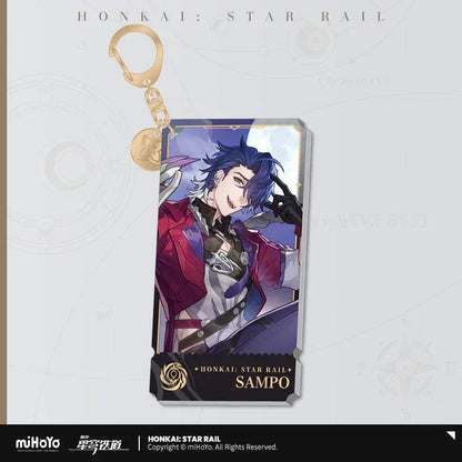 Honkai: Star Rail The Nihility Character Warp Artwork Acrylic Keychain Sampo ACG Go Anime www.acg-go.com Acheron, Black Swan, Cipher, Guinaifen, Hysilens, Jiaoqiu, Kafka, Luka, Pela, Pendant & Keychain, Sampo, Silver Wolf, Welt