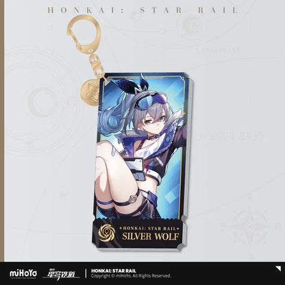 Honkai: Star Rail The Nihility Character Warp Artwork Acrylic Keychain Silver Wolf ACG Go Anime www.acg-go.com Acheron, Black Swan, Cipher, Guinaifen, Hysilens, Jiaoqiu, Kafka, Luka, Pela, Pendant & Keychain, Sampo, Silver Wolf, Welt