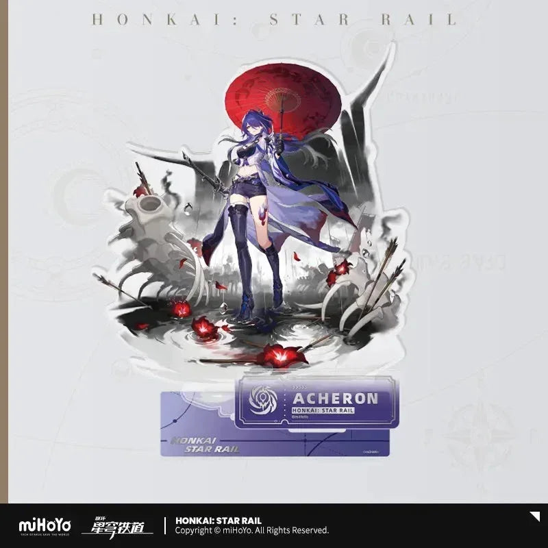Honkai: Star Rail The Nihility Character Warp Artwork Acrylic Stand Acheron ACG Go Anime www.acg-go.com Acheron, Black Swan, Cipher, Guinaifen, Hysilens, Jiaoqiu, Kafka, Luka, Pela, Sampo, Silver Wolf, Stand, Welt