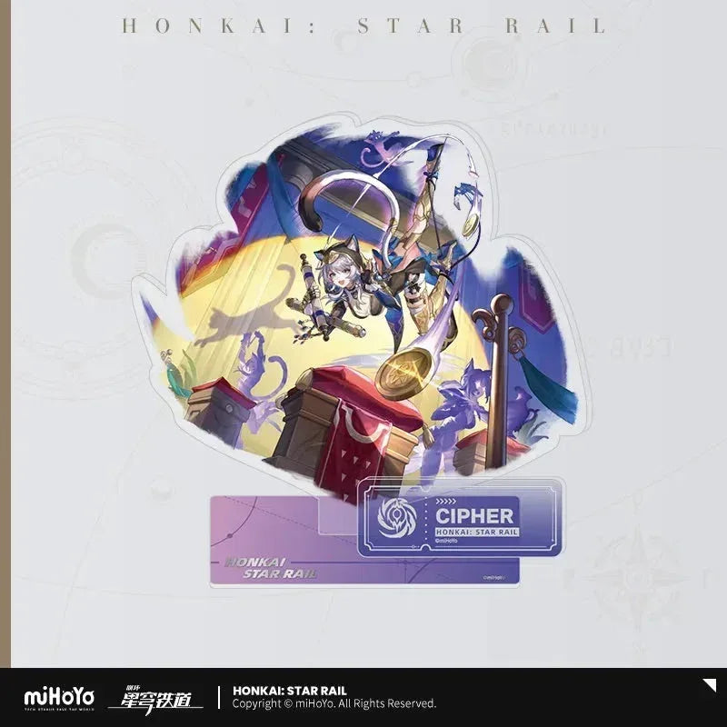 Honkai: Star Rail The Nihility Character Warp Artwork Acrylic Stand Cipher ACG Go Anime www.acg-go.com Acheron, Black Swan, Cipher, Guinaifen, Hysilens, Jiaoqiu, Kafka, Luka, Pela, Sampo, Silver Wolf, Stand, Welt