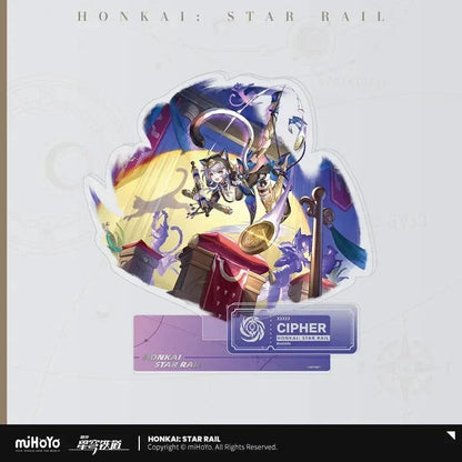 Honkai: Star Rail The Nihility Character Warp Artwork Acrylic Stand Cipher ACG Go Anime www.acg-go.com Acheron, Black Swan, Cipher, Guinaifen, Hysilens, Jiaoqiu, Kafka, Luka, Pela, Sampo, Silver Wolf, Stand, Welt