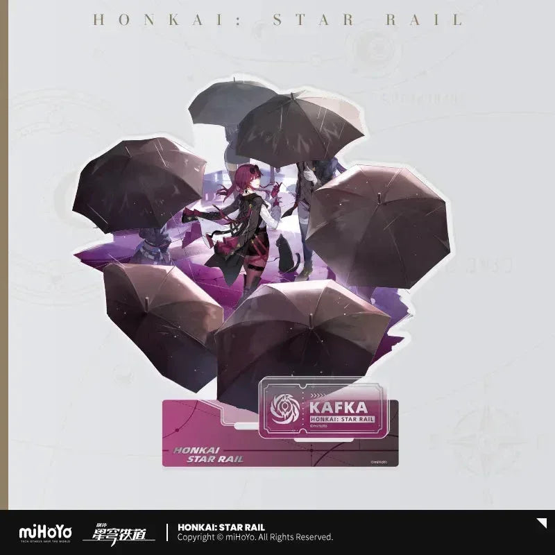 Honkai: Star Rail The Nihility Character Warp Artwork Acrylic Stand Kafka ACG Go Anime www.acg-go.com Acheron, Black Swan, Cipher, Guinaifen, Hysilens, Jiaoqiu, Kafka, Luka, Pela, Sampo, Silver Wolf, Stand, Welt